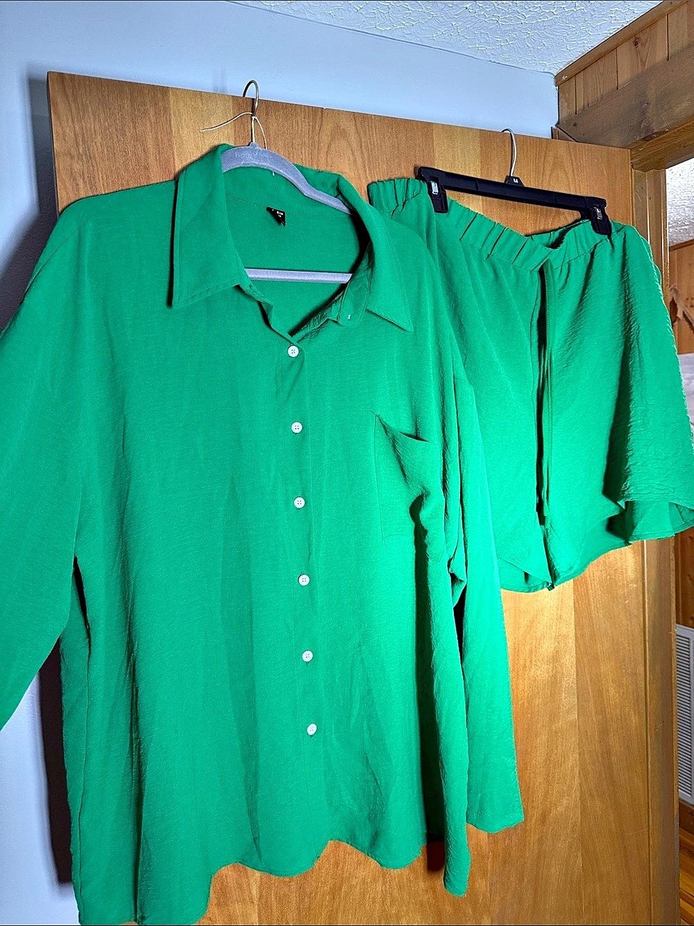 SHEIN Green Button-Down Top Size 4XL